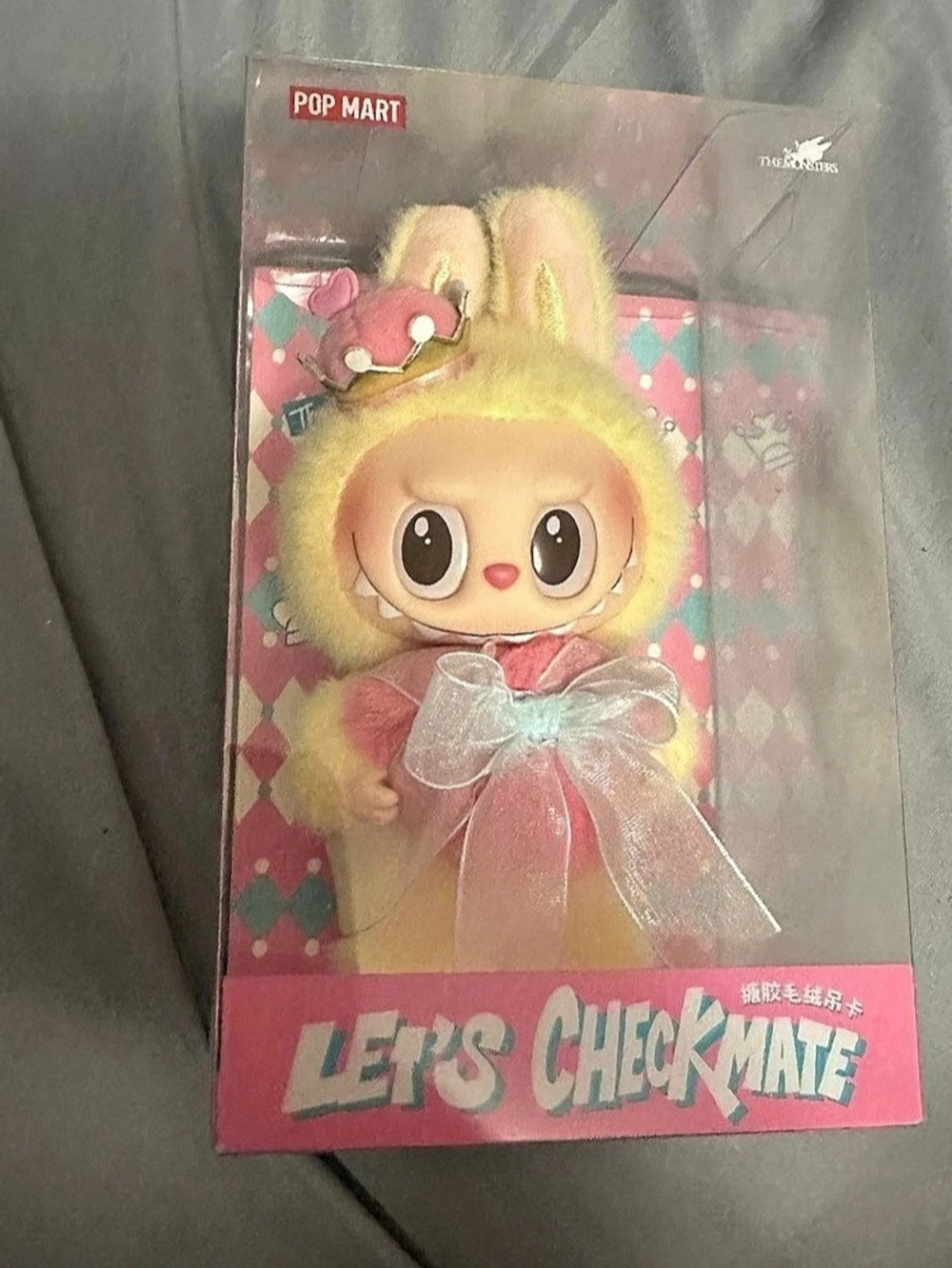 Pop Mart THE MONSTERS Let's Checkmate Series Vinyl Plush Hanging Card Plush Pink
